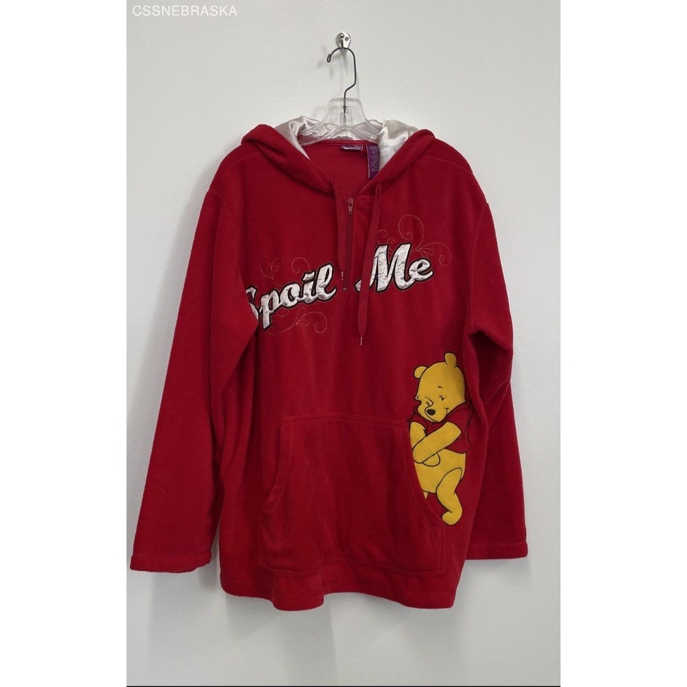Disney Red Women's POOH Spoil Me Hoodie Sweatshirt - Size Plus Size 2X (18W/20W)